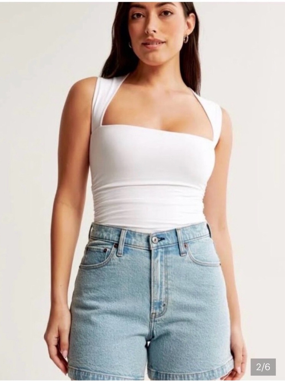 Abercrombie & Fitch White Square-Neck Bodysuit